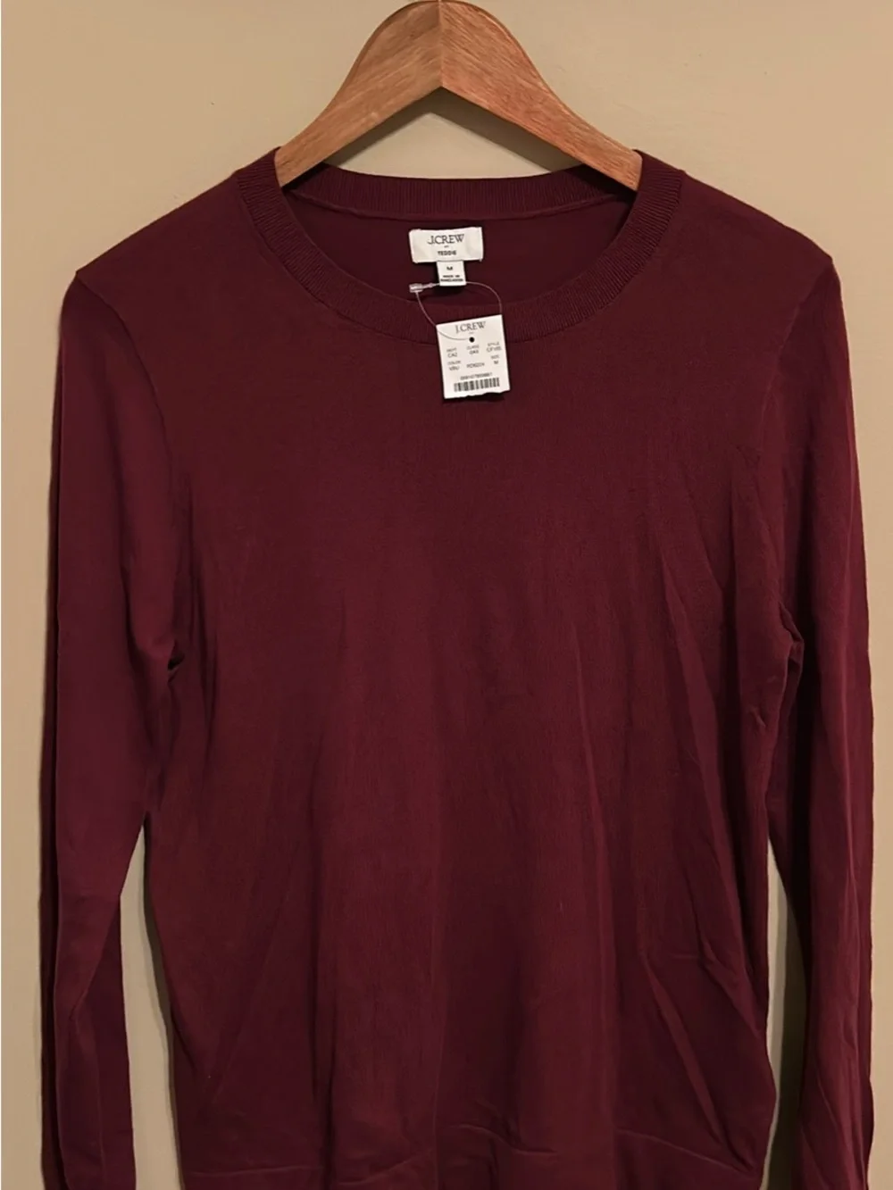J. Crew Teddie Crewneck Sweater in Deep Wine